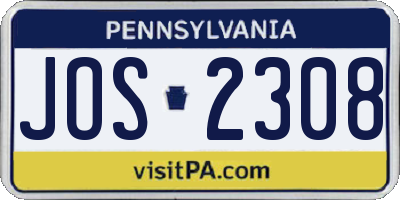 PA license plate JOS2308