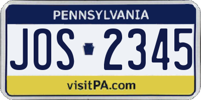 PA license plate JOS2345