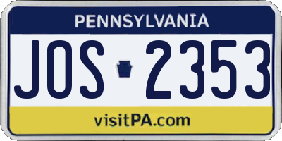 PA license plate JOS2353