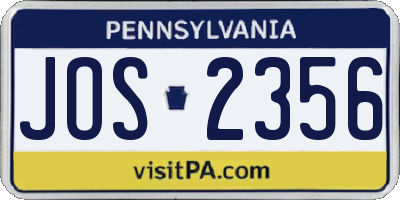 PA license plate JOS2356