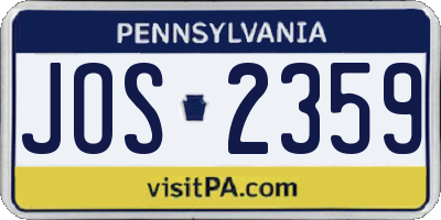 PA license plate JOS2359