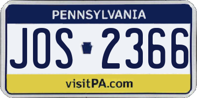 PA license plate JOS2366