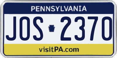PA license plate JOS2370
