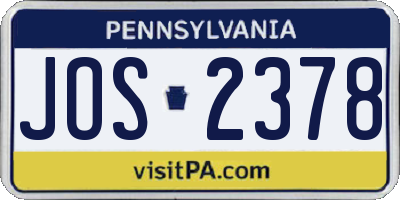 PA license plate JOS2378
