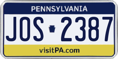 PA license plate JOS2387