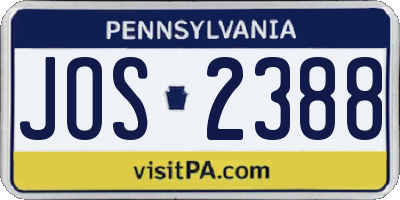 PA license plate JOS2388