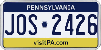 PA license plate JOS2426