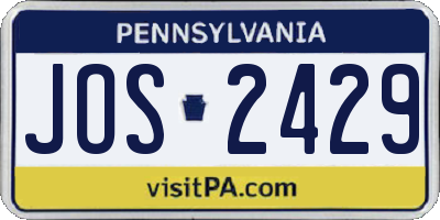PA license plate JOS2429