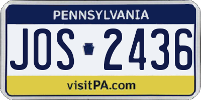 PA license plate JOS2436