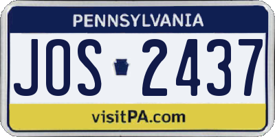 PA license plate JOS2437