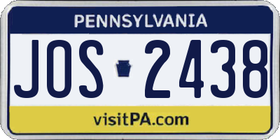 PA license plate JOS2438