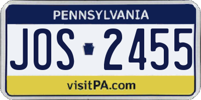 PA license plate JOS2455