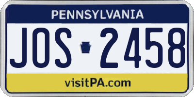 PA license plate JOS2458