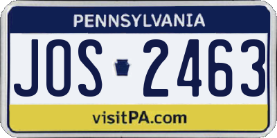 PA license plate JOS2463