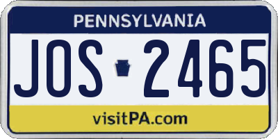 PA license plate JOS2465