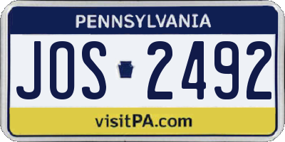 PA license plate JOS2492