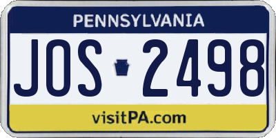 PA license plate JOS2498