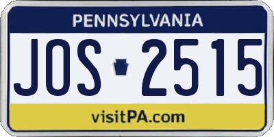 PA license plate JOS2515