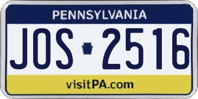 PA license plate JOS2516