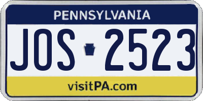 PA license plate JOS2523