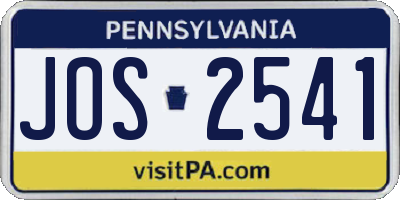 PA license plate JOS2541