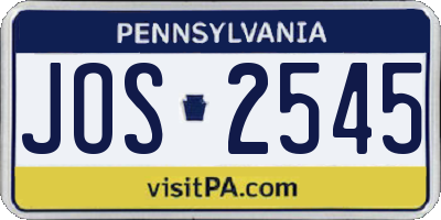 PA license plate JOS2545