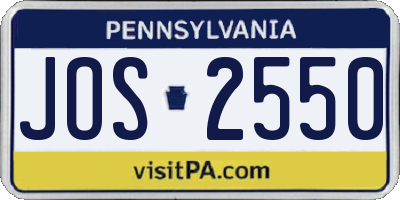 PA license plate JOS2550