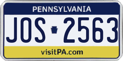 PA license plate JOS2563
