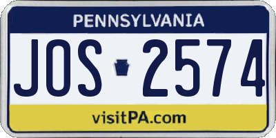 PA license plate JOS2574