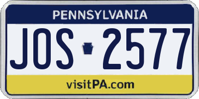 PA license plate JOS2577