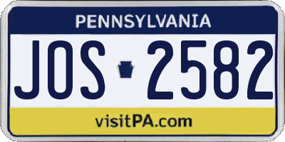 PA license plate JOS2582