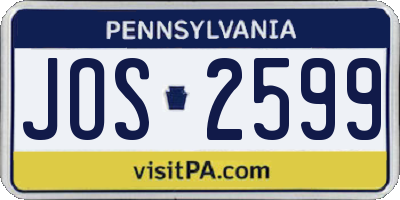 PA license plate JOS2599