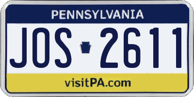 PA license plate JOS2611