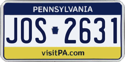 PA license plate JOS2631