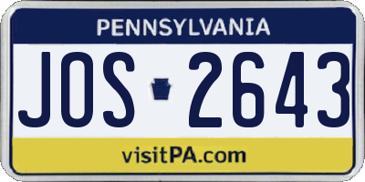 PA license plate JOS2643