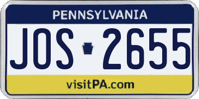 PA license plate JOS2655
