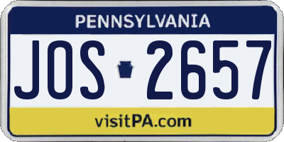 PA license plate JOS2657