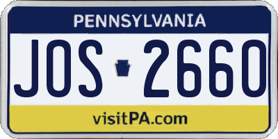 PA license plate JOS2660
