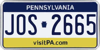 PA license plate JOS2665