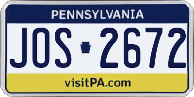 PA license plate JOS2672