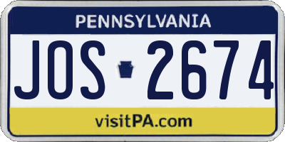 PA license plate JOS2674