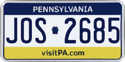 PA license plate JOS2685