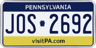 PA license plate JOS2692