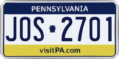 PA license plate JOS2701