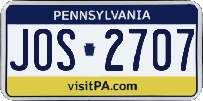 PA license plate JOS2707