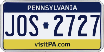 PA license plate JOS2727