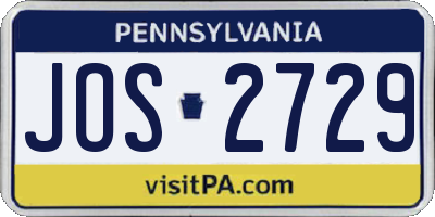 PA license plate JOS2729