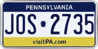 PA license plate JOS2735