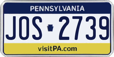 PA license plate JOS2739