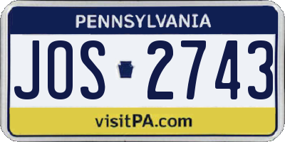 PA license plate JOS2743